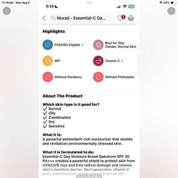 BNIB MURAD ENVIRONMENTAL SHIELD ESSENTIAL-C DAY MOISTURE SPF 30 .8 FL oz. $FIRM - Picture 5 of 6